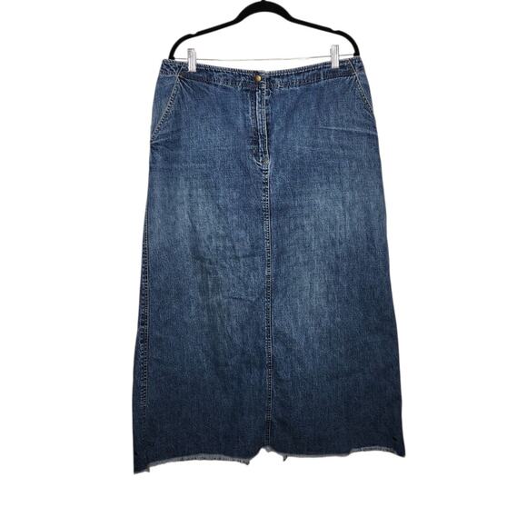 Vintage y2k Denim Maxi Skirt Slit Button Boho Fairy Jones Jeans 16 Western - Picture 1 of 5